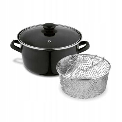 Garnek emaliowany do frytek z sitkiem i pokrywką Tadar 3,2L