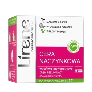 LIRENE krem c.naczynkowa wyrównuj.Koloryt  50ml. zielony pigment dzień/noc