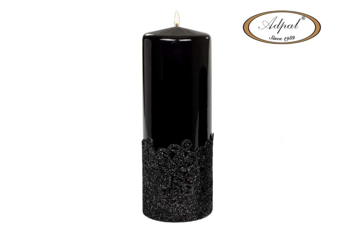 Świeca 200 x 70mm czarna koronka