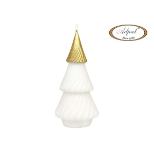 Świeca Spiral Choinka duża biało-złota mat