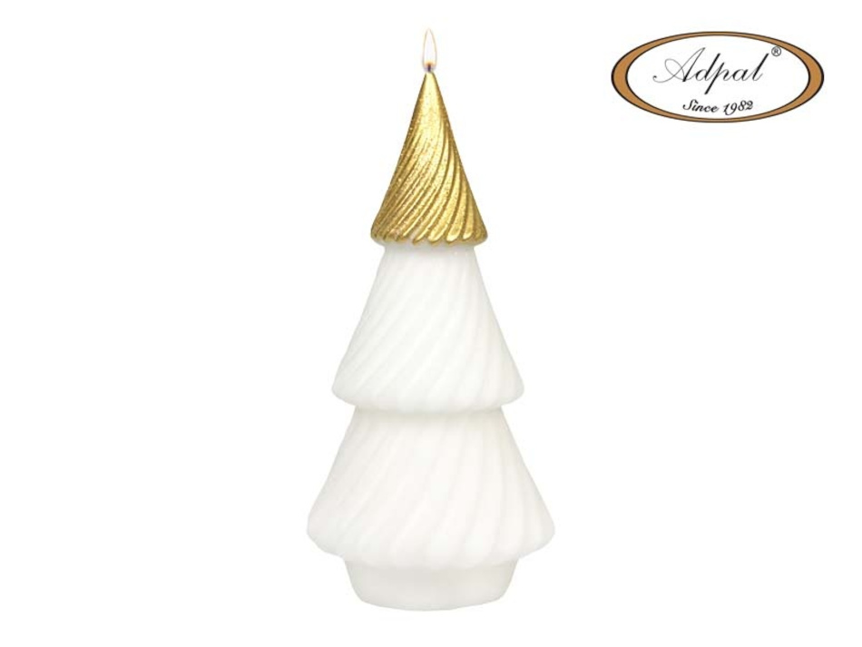 Świeca Spiral Choinka duża biało-złota mat