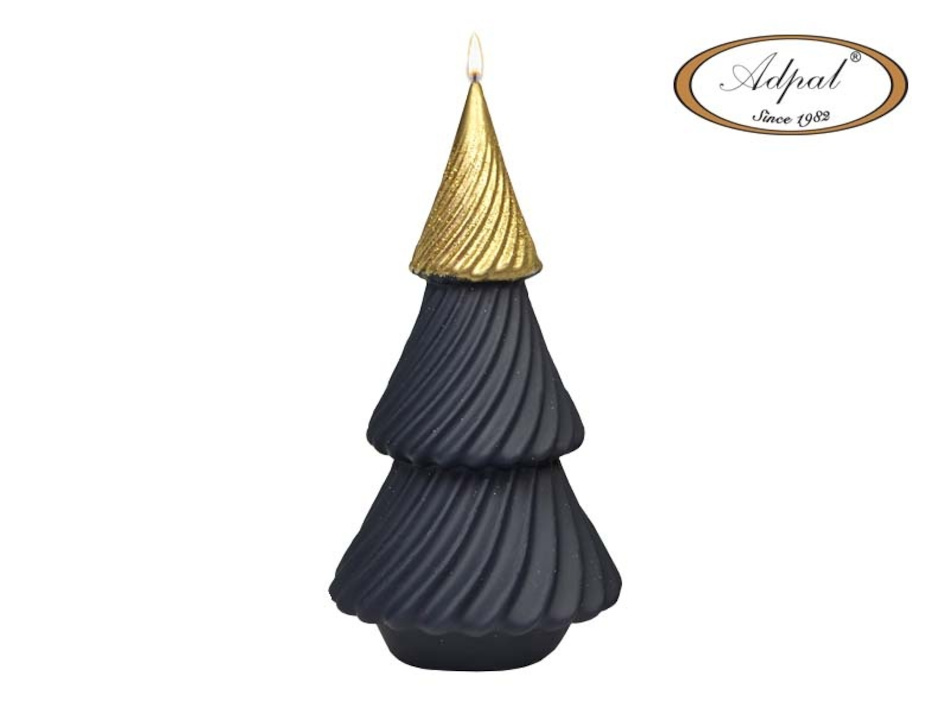 Świeca Spiral Choinka duża czarno-złota mat