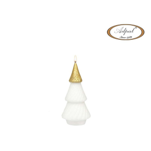 Świeca Spiral Choinka mała biało-złota mat