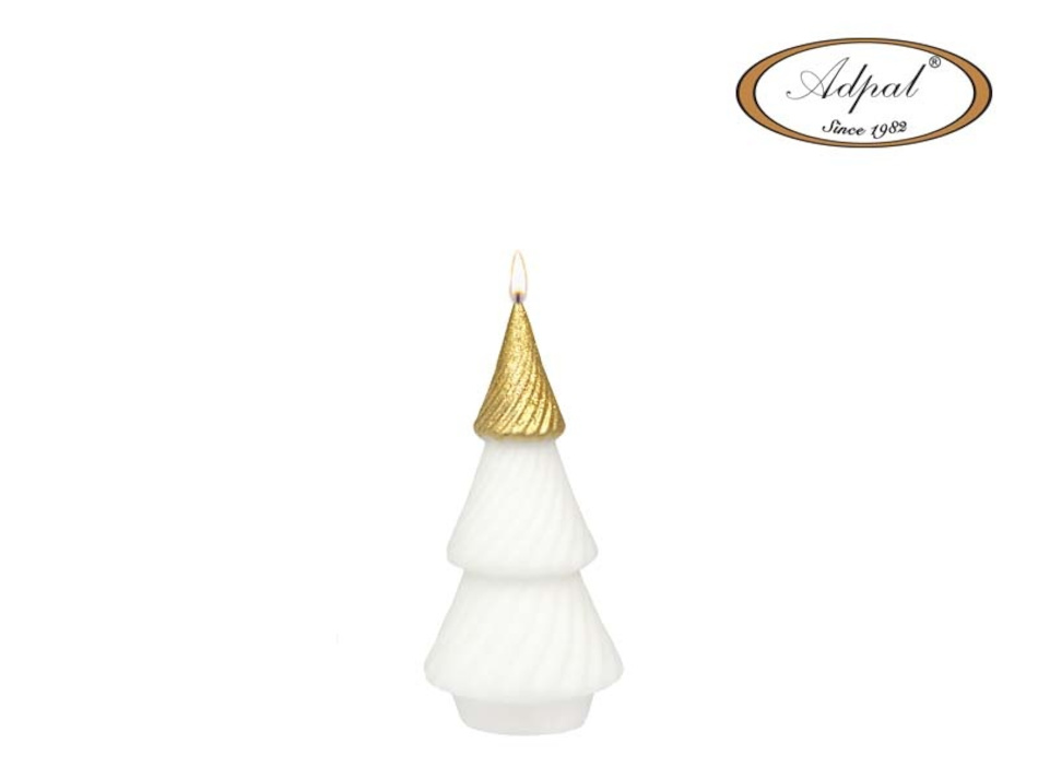 Świeca Spiral Choinka mała biało-złota mat