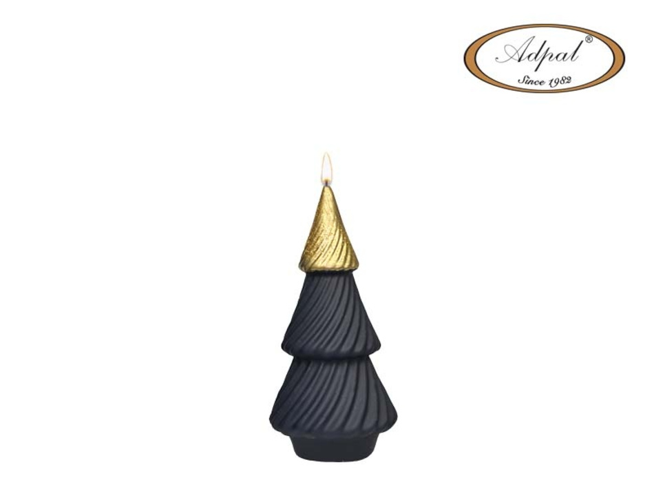 Świeca Spiral Choinka średnia czarno-złota mat