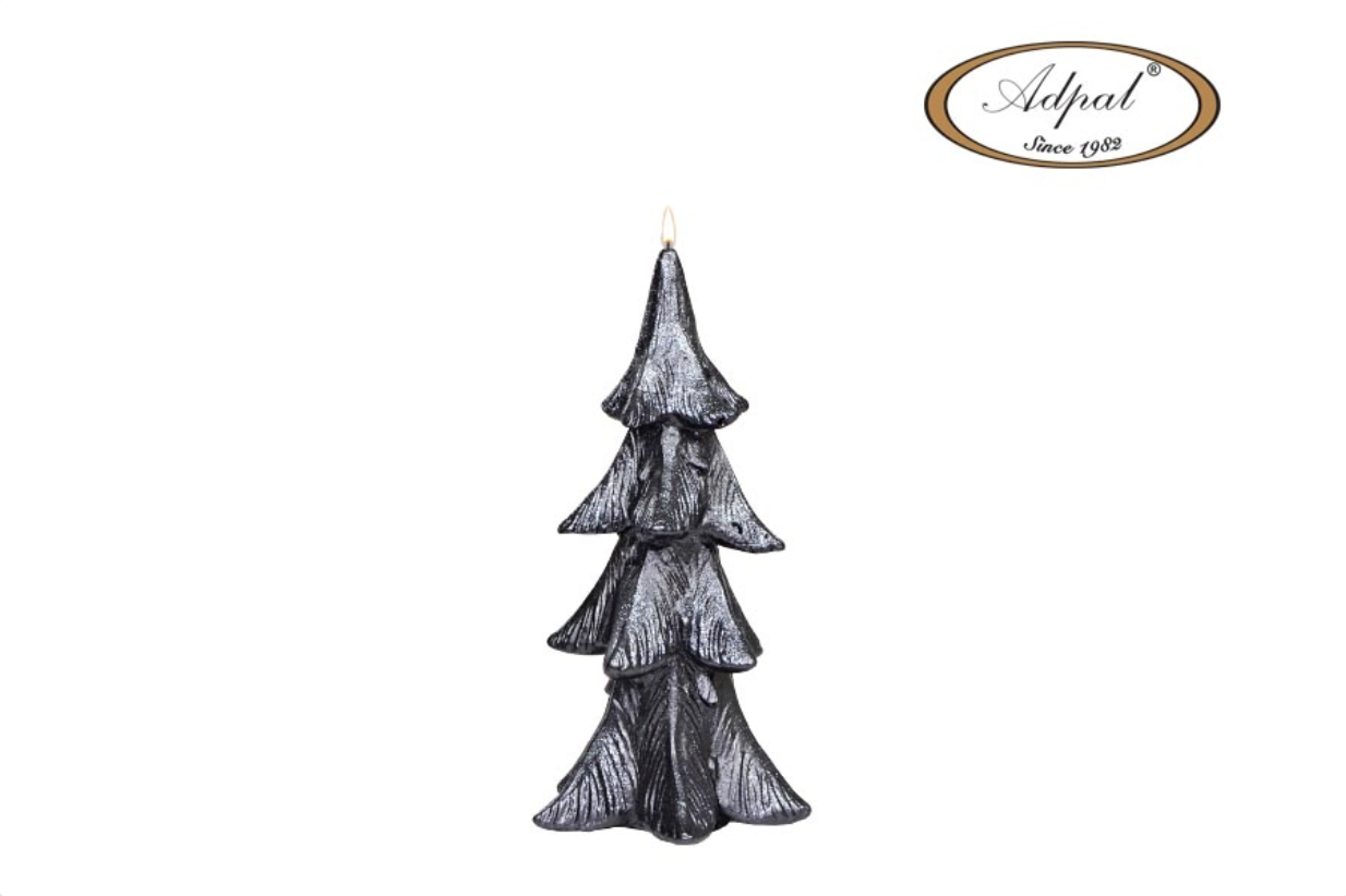 Świeca choinka lakierowana metalik czarna  250 x 130mm