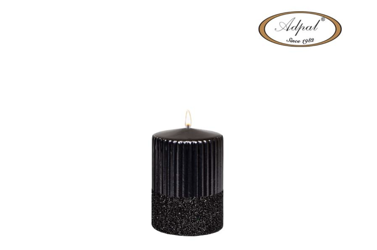 Świeca lakierowana Rylen czarny brokat 100 x 70mm