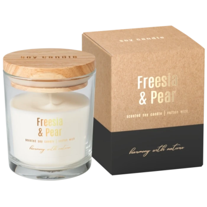 Świeca sojowa liść frezja i gruszka
