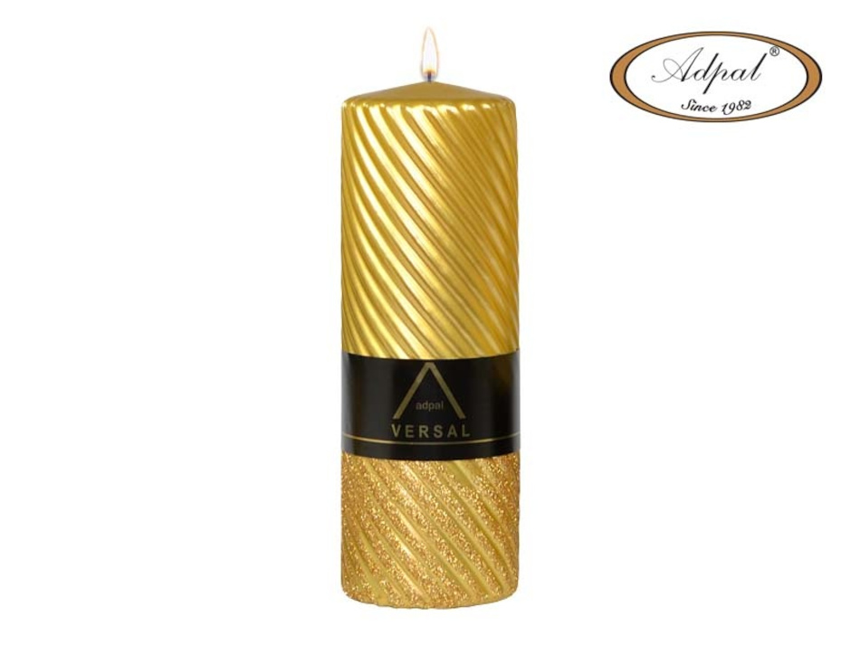 Świeca spiral okrągły Versal 200 x 70mm złota Adpal