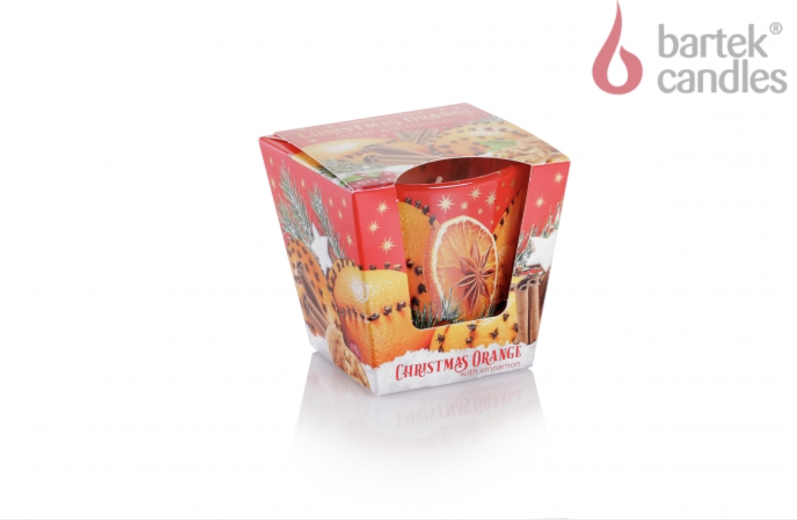 Świeca w szkle Christmas Orange With Cinnamon 115g Bartek