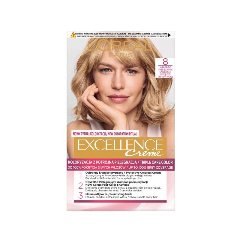 Excellence farba do włosów 8 jasny blond