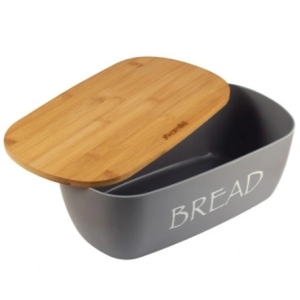 Chlebak z pokrywą bambusową szary KM1132