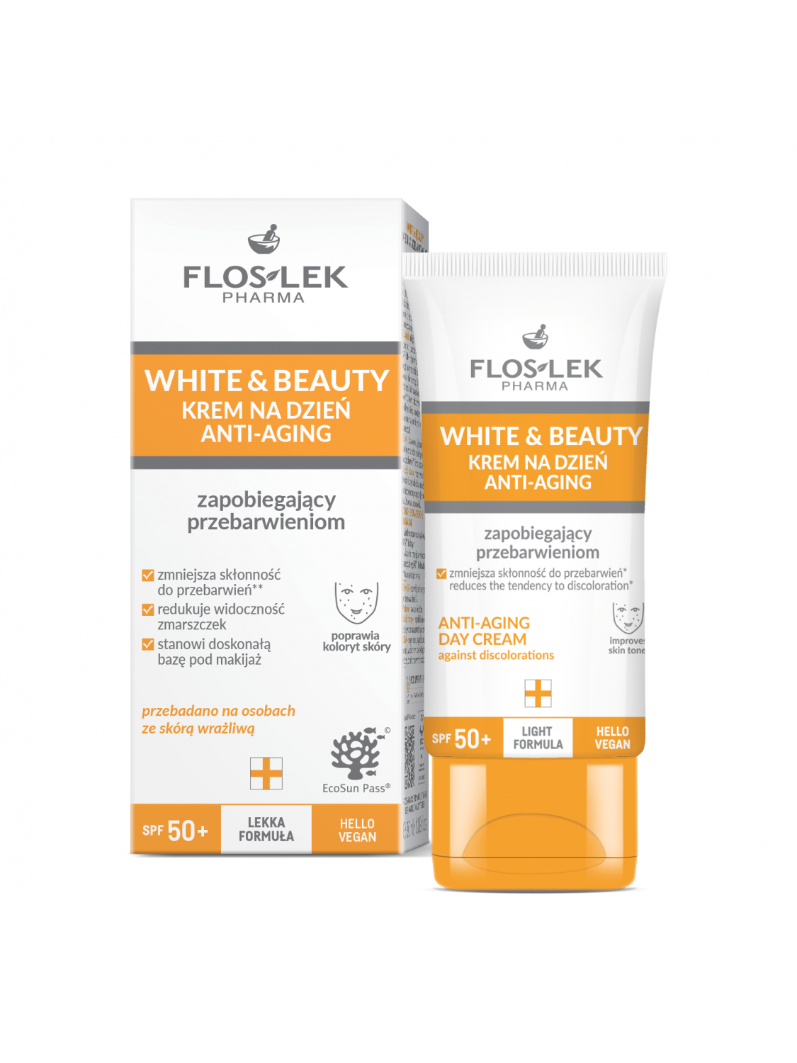 FLOS LEK KREM WHITE&BEAUTY ANTI-AGING SPF50 ZAPOBIEGAJĄCY PRZEBARWIENIOM 30ML.25II - obrazek 2